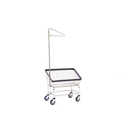 R&B Wire Products Front Load Wire Utility Cart with Single Pole Rack, 3.75 Bushel, Chrome 200CSC91C